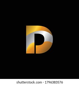 Diseño creativo Golden y Silver elegante del alfabeto D. Combinación única de gradiente plateado y dorado .Diseño de lujo y moderno del alfabeto D. Versión dorada y plateada de Bauhaus 93 Font 