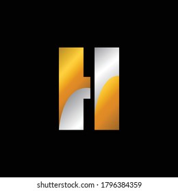 Creative Golden and Silver Elegant Design of H Alphabet. Unique Combination of Silver and Golden Gradient .Luxury and Modern Design of H Alphabet .Golden And Silver Colored Version of Bauhaus 93 Font 