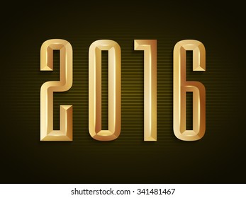 Creative golden text 2016 on shiny background for Happy New Year celebration.