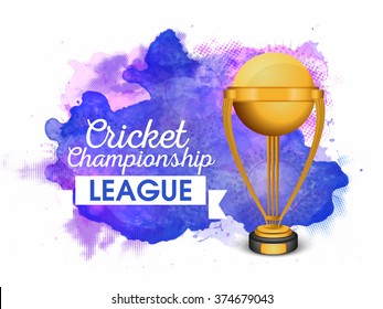 Creative golden winning Trophy on abstract background for Cricket Championship League.