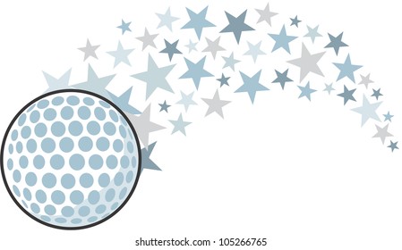 Creative Golf Ball Illustration hitting like a golf professional star