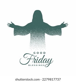 creative good friday background with particle style jesus design vector