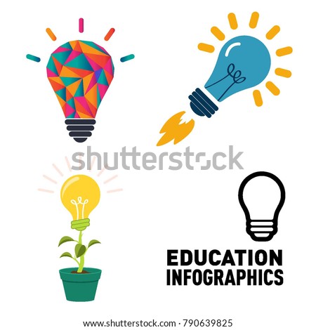 Creative good idea concept with light bulbs. Vector graphic design illustration