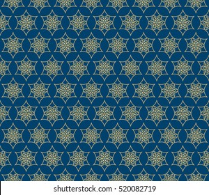 creative gothic floral geometric ornament. seamless vector pattern. blue and gold color. for decoration, wallpaper, presentation, fashion design.