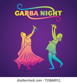 creative graba night, dandiya dance playing in navratri festival poster design