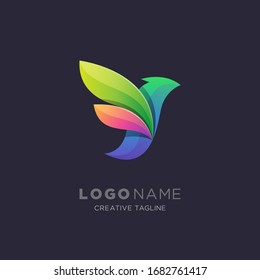 Creative gradient bird vector logo