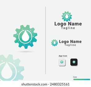 Creative gradient color gear oil logo design with a white background. Oil gear logo design vector. Gas. Gear vector. Water drop oil. Gear engine oil design.