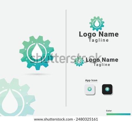 Creative gradient color gear oil logo design with a white background. Oil gear logo design vector. Gas. Gear vector. Water drop oil. Gear engine oil design.