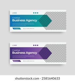Creative gradient color and modern natural shape web banner design for online business advertising