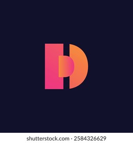 Creative Gradient D Letter Vector Colourful Logo, Minimal D Alphabet Logo Sign Letter, D Letter Typography Sign and Symbol