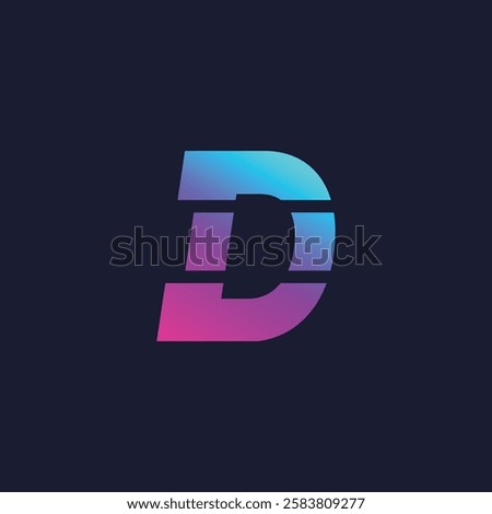 Creative Gradient D Letter Vector Colourful Logo, Minimal D Alphabet Logo Sign Letter, D Letter Typography Sign and Symbol