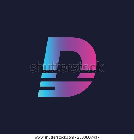 Creative Gradient D Letter Vector Colourful Logo, Minimal D Alphabet Logo Sign Letter, D Letter Typography Sign and Symbol