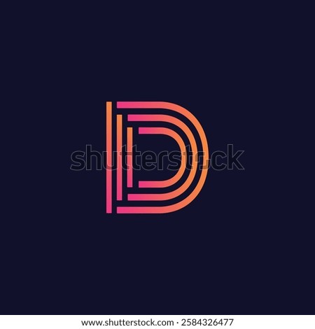 Creative Gradient D Letter Vector Colourful Logo, Minimal D Alphabet Logo Sign Letter, D Letter Typography Sign and Symbol