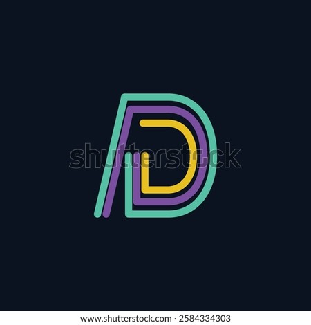 Creative Gradient D Letter Vector Colourful Logo, Minimal D Alphabet Logo Sign Letter, D Letter Typography Sign and Symbol