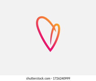 Creative gradient linear logo icon bright heart