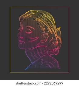 Creative gradient silhouette of a girl. Template for interior, print, decoration and creative idea