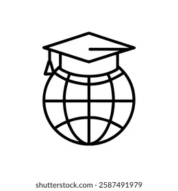 Creative Graduation Cap on Globe Icon