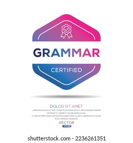 Insignia certificada creativa (gramática), ilustración vectorial.