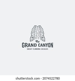 creative the grand canyon logo vector design illustration. outdoor great climbing locales logo vector design template with vintage and  line art styles. 
