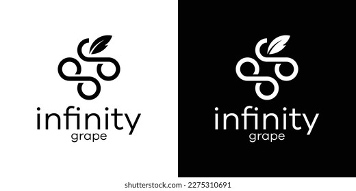 creative grape and infinity line abstract icon vector illustration