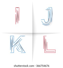 Creative Graphic Alphabet ( I, J, K, L ) Design Vector