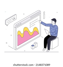 A creative graphic art, isometric vector illustration of web design 


