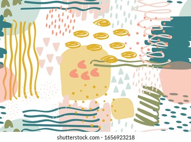 Fondo gráfico creativo en colores pastel. Ilustración orgánica abstracta. Patrón descolorido sin fisuras, vectorial