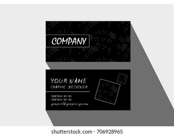 Creative graphic black card with grey foliage 