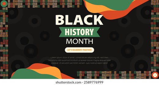 A creative graphic for Black History Month featuring silhouettes and intricate patterns, suitable for educational and cultural events.