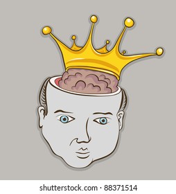 Creative graphic concept vector illustration. Smart brain person