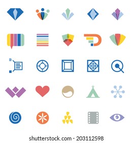 kreative Gestaltungselemente und -symbole - Satz verschiedener Vektorflachsymbole