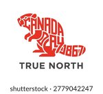A creative graphic design featuring a stylized beaver silhouette composed of the text 