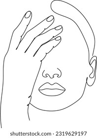 Creative graphic design. Creative hand and face art. Black and white graphic design.