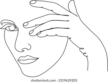 Creative graphic design. Creative hand and face art. Black and white graphic design.