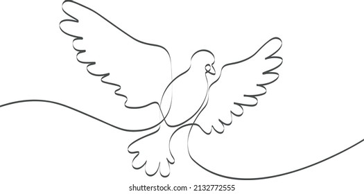 Creative graphic design. Creative one line art. Beautiful concept design. Continuous line drawing of dove symbol of love and piece. Single one line art of pigeon. vector illustration