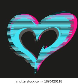 Diseño gráfico creativo para afiches, folletos, volante, postal, textil, modernos valentines día sobre fondo negro