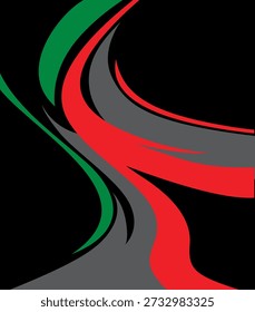 Creative graphic design suitable for t-shirt, sport wearing  gray black green and red 
in wives style
