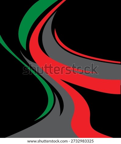 Creative graphic design suitable for t-shirt, sport wearing  gray black green and red 
in wives style
