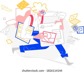Creative graphic designer developing interfaces, websites