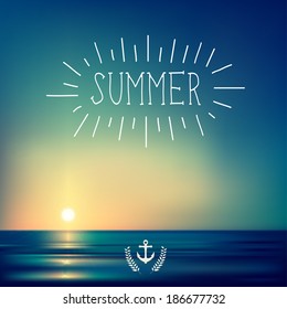 Creative graphic message for your summer design.Vector blurred background. 