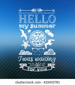 creative graphic poster for your design. summer emblems. Vector summer icons lettering