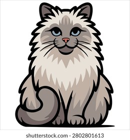 Creative graphic of ragdoll cat sitting color unit whimsical sweet animal hand