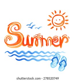 Creative graphic for summer. Watercolor. Vector 