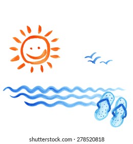 Creative graphic for summer. Watercolor. Vector 