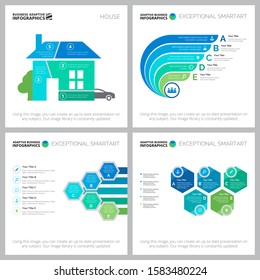 Creative Graphs Set For Marketing Report, Web Design, Business Project, Presentation Slide Template. Property Purchase, Analysis Concept. House, Part, Option Charts