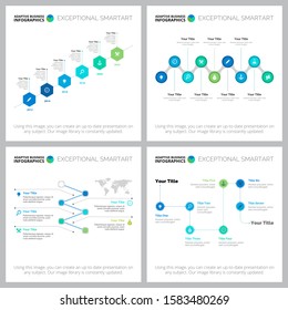 Creative graphs set for marketing report, workflow layout, business project, presentation slide template. Planning, strategy, management concept. Timeline, process charts