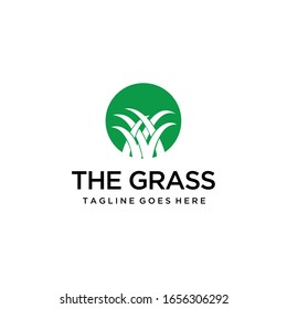 Creative grass logo template design vector illustration .