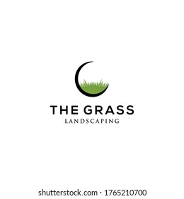 Creative grass logo template design vector illustration