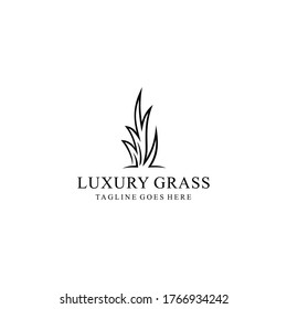 Creative grass logo template design vector illustration