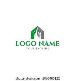 Creative grass logo template design vector illustration